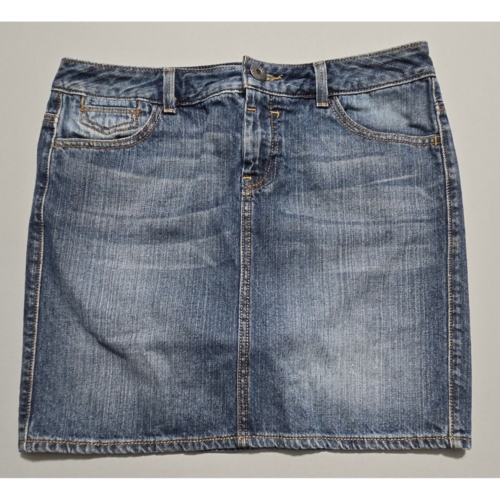 Tommy Hilfiger Denim Skirt Women Size 2 Blue Mini Zip Fly Cotton Flap Pockets